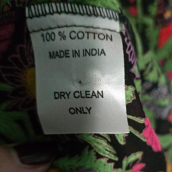 Mille Resort & Travel Dark Floral Boho Cotton Midi Dress XS Made in India - Picture 7 of 10